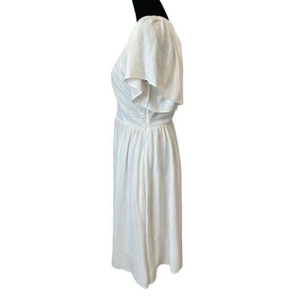 New ~ CASLON , Nordstrom ~  Flutter Sleeve V-Neck Dress Medium 100% cotton Linen - Picture 2 of 7